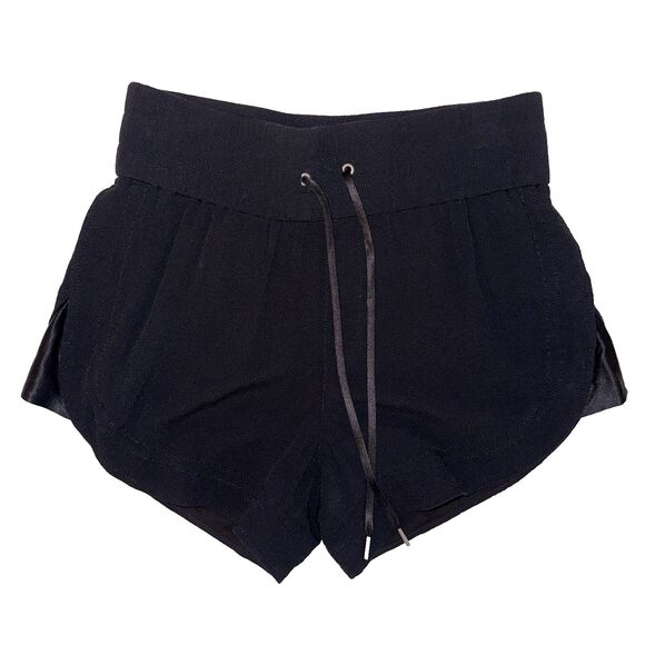 Helmut Lang Heather Shorts Black Pull On Stretch Waist Satin Side Sheer P XS EUC - Picture 4 of 13